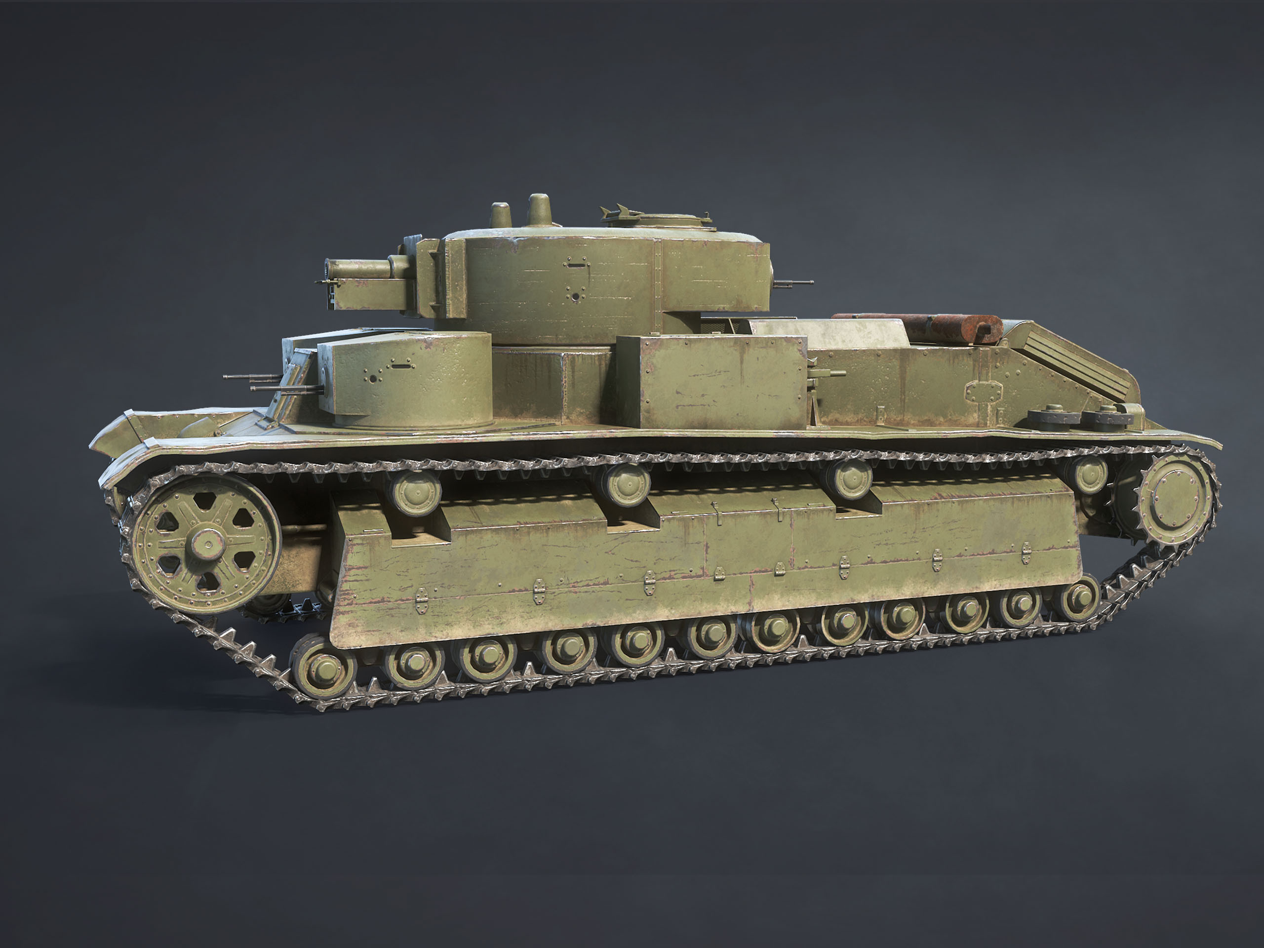 T-28 Medium Tank Low-poly 3D model - Image 3