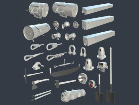 WW2 Soviet Tank External Equipment Set 3D models